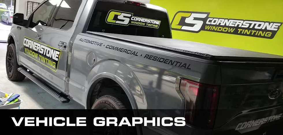 vehicle graphics on silver truck