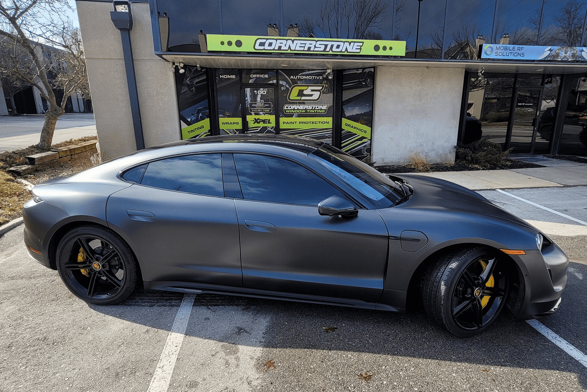 porsche stealth ppf black satin wrap