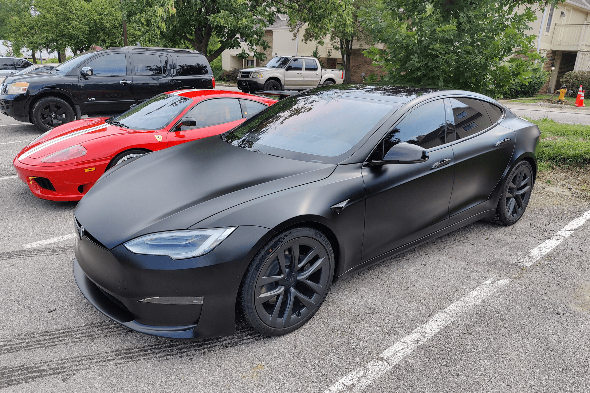 tesla stealth ppf black satin wrap