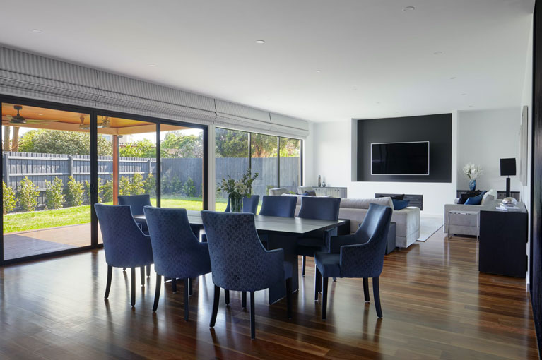 dining and living room in model home